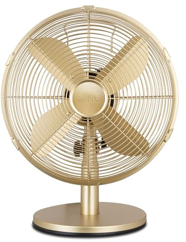 Air Pro 12 Desk Fan Portable 70 Degree Oscillating Metal Table Fan for Instant Cooling with Adjustable Tilt & 3 Speed Settings, Compact Fan with Quiet Operation to use at Home Office or Bedroom