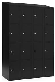 kaiserkraft | 4er-Schließfachschrank Fydor | 4 Abteile | Schwarz | B 1200 mm | schräge Dachform | Zylinderschloss