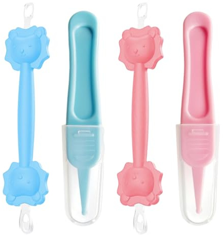 MLRUQRX 2 Pince a Epiler Nez et 2 Pince a Epiler Oreilles, Kit de Soins pour Enfants, Materiau PP, Rose et Bleu, Pour Soins et Nettoyage en Douceur a la Maison