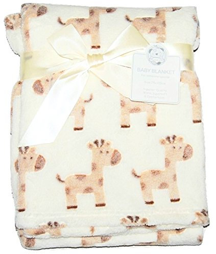 Unisiex weiche Fleece-Wickeldecke für Kinderwagen, Kinderbett, Babykorb, Giraffe