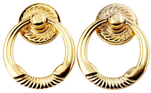 Moderner Möbelknopf Ring, Drop Pull Ring Möbel Schrank Griff 47 x 38 mm, Golden, 10 Stück