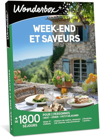 Wonderbox - Coffret Cadeau - Week-End ET Saveurs - 1800 séjours gourmands en hôtel 3 étoiles, châteaux, manoirs, Belles demeures de Charme.