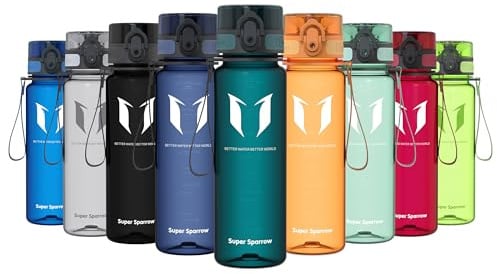 Sparrow Borraccia Sportiva 500ml/750ml/1L - Senza BPA - Tritan Bottiglia | Plastica Borraccia Acqua, Anti Perdita, Leggera, Lavastoviglie, Flip Top, Scuola, Palestra, Ufficio, Trekking, Ciclismo