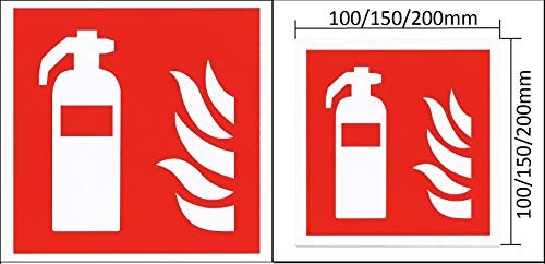 Brandschutzzeichen Feuerlöscher Brandschutzschild selbstklebend nachleuchtend 7010 Symbolschild ASR A1.3 (150x150mm - Kunststoff nachleuchtend)