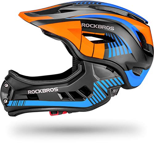 ROCKBROS Kids Full Face Helmet Kids Bike Helmets Lightweight Toddler Mountain Bike Helmet Detachable for MTB BMX Skating Cycling Scooter Safety Bicycle Helmets for Youth Child Boys Girls Ages 3-16