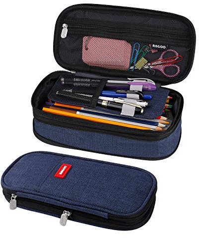 Federmäppchen Große Kapazität Mäppchen Make-up Tasche Schreibwaren Veranstalter für Student Schule Büro Dunkelblau
