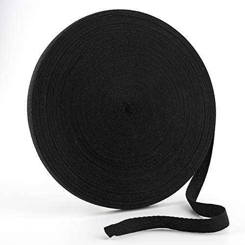 LUTER 45 m Twillband, Fischgrätenmuster, Bindeband, Polarisationsband, Baumwollgurt, für Bastelbedarf (Schwarz, 1,3 cm)