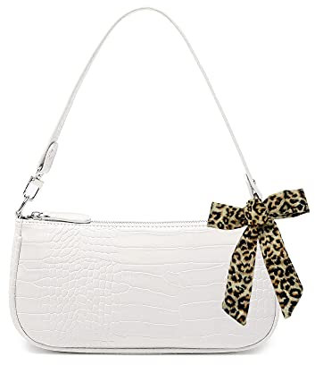 SUGARBABY 90er Jahre Umhängetasche Damen, Retro Umhängetasche Bag, mit schickem Krokoprägung-Druck Crossbody Taschen, Damen Schultertasche, 5 Farben Shoulder Crossbody Mini Bag (Weiß)