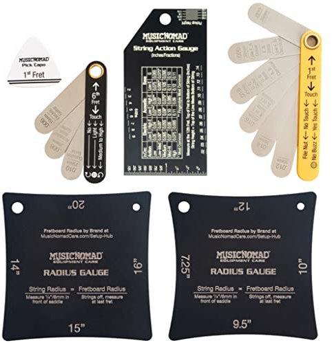 MusicNomad MN604 Precision 6 pc. Guitar Setup Gauge Tool Set - Plus 24 pg. Instructional Booklet and Storage Case