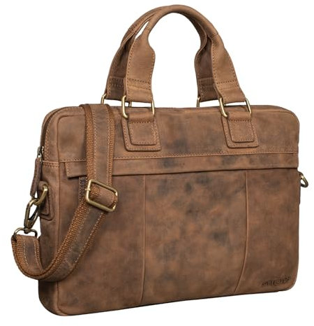 STILORD 'Andrew' Borsa Lavoro Pelle da Uomo Stile Vintage Ventiquattrore in Cuoio con Tracolla Borsa per PC 13,3 Pollici, Colore:aneto - marrone
