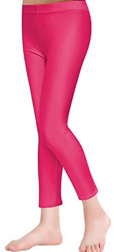 Carnavalife Leggings da bambina, tinta unita, pantaloni lunghi, 4-12 anni, fucsia, 8 anni