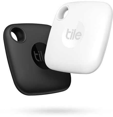 Tile Mate (2022) Bluetooth Item Finder, 2 Pack, 60m finding range, works with Alexa & Google Home, iOS & Android Compatible, Find Keys, Remotes & More, Black/White