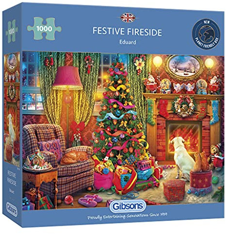 Gibsons G6330 Festive Fireside 1000 Teile Nachhaltiges 100% recyceltes Premium-Puzzle | Tolles Geschenk für Erwachsene Games