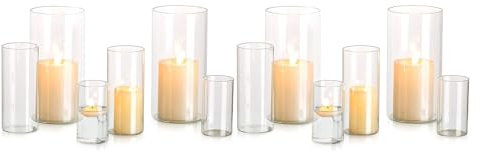 Kerzenhalter Glas Set Kerzenständer Glaszylinder: Modern Windlicht Für Stumpenkerzen Teelicht Pampasgras Vasen Hochzeit Tischdeko Glasvase Zylinder Deko Wohnzimmer Esstisch (S+M+L, 4 Sätze)