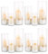 Kerzenhalter Glas Set Kerzenständer Glaszylinder: Modern Windlicht Für Stumpenkerzen Teelicht Pampasgras Vasen Hochzeit Tischdeko Glasvase Zylinder Deko Wohnzimmer Esstisch (S+M+L, 4 Sätze)