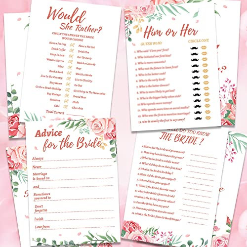 HOWAF 40 Hen Night Party Games, Advice for the Bride Cards, How Well Do You Know the Bride, Would She Rather, Hen Party Games Hen Do Games Bridal Shower Games Rose Gold Hen Do Accessories Decorations