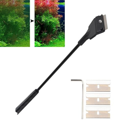 Fish Tank Scraper, Long Handheld Fish Tanks Cleaner Maintenance Algae Remover Scrapers Aquarium Cleaner Tool for Glass Fish Tank Aquarium Gravel Cleaning Scraper(M)