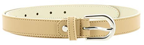 FASHIONGEN - Cinturón para mujer en cuero italiano, LUNA, Fabricado en Francia - Beige, 65