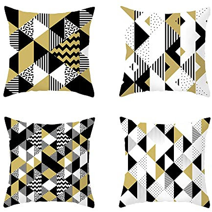 AKIS Home Kissenbezug 45x45cm 4er-Set abstrakte geometrische Muster Kissenbezüge Dekokissen für Wohnzimmer Schlafzimmer Wohndeko Vintage Kissenhülle…
