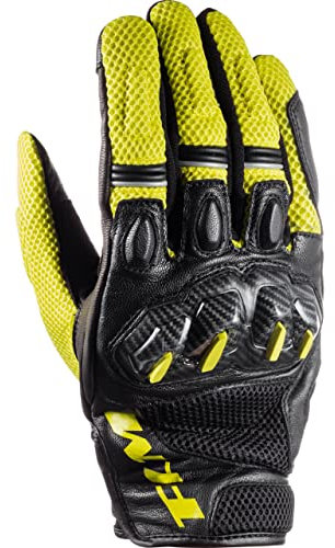 FLM Motorradhandschuhe kurz Motorrad Handschuh Ramair Leder/Textilhandschuh kurz grün 7,5, Herren, Sportler, Ganzjährig