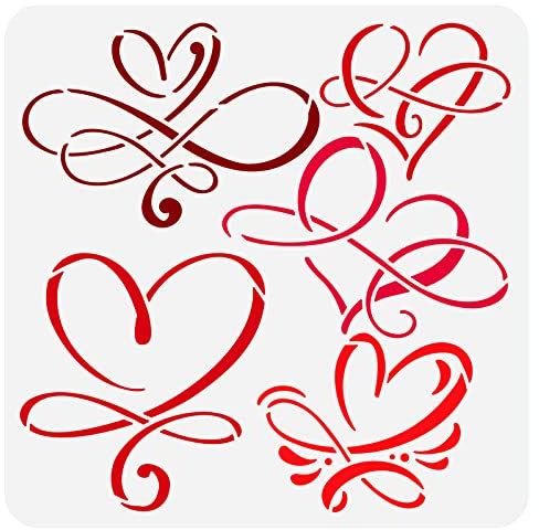 BENECREAT Infinity Herz Schablone Dekorationsvorlage, 30x30cm Art Heart Kunststoff Wiederverwendbare Zeichnung Malschablonen Zum Malen Auf Scrapbook Stoff Bodenmöbel