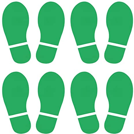 PATIKIL 9.8x3.7 Fußabdrücke Boden Aufkleber 4 Paare PVC Schuhe Fußabdruck Boden Wand Treppe Abziehbild Aufkleber für Hause Klassenraum Deko Grün