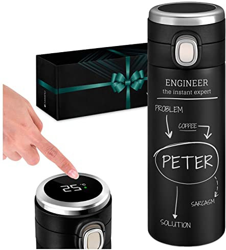 Maverton Thermal Mug for Man - Customisable 400 ml Travel Tumbler for him - Coffee On The Go - Mens Gadgets - Coffee Mug for Birthday - Personalised Tumbler for boy - Engineer