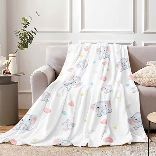 Elephant Throw Blanket for Girls, 130 x 150 cm Cozy Elephant Fluffy Plush Blanket for Kids, Soft Pink Elephant Flannel Throw Blanket for Children Teen Women Gift, Suitable for Sofa Bed Couch Decor