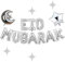 Eid Mubarak Dekoration Silber Luftballons Muslim Latex Ballons Star Moon Ballon Eid Al-Fitr Ballon Folienballon für Eid Mubarak Ramadan Feier Mubarak Kareem Decoration