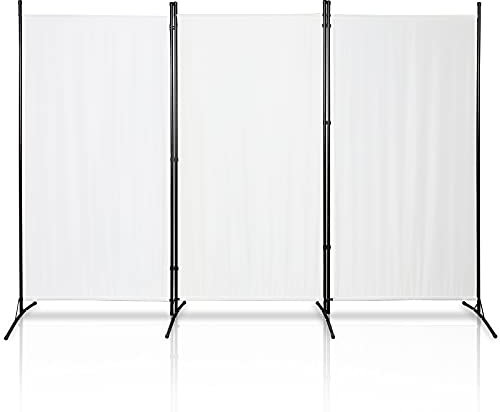 Izrielar 260 * 180cm Paravent Raumteiler beige-weißer Sichtschutz-Raumteiler mit stabilen, blickdichten und faltbaren Zaunpaneelen, robust und verstellbar