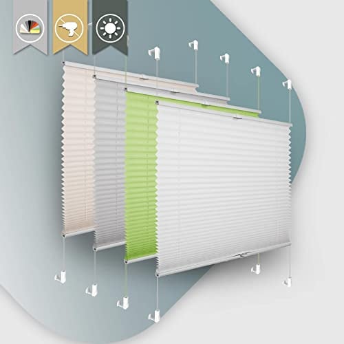 Buseu Plissee Klemmfix ohne Bohren 120x160cm Weiß Faltrollo Plisseerollo | Sonnenschutz für Fenster & Tür, Fensterrollo, Blickdicht, Sichtschutz für Wohnzimmer, Modernes Rollo - einfache Montage