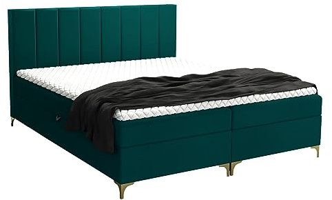 Boxspringbett Venus Continental Set mit Lattenrost 4 Farben Größen 120 bis 200 Türkis 200cm X 200cm Bonell Matraze und Toper 4cm