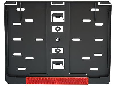 1x Schwarz Kennzeichenhalter Nummernschildhalter 280 x 200 mm (für Auto LKW SUV Quad Traktor Anhänger Motorrad) Für Kennzeichen im Format 280 x 200 mm 28 x 20 cm (Mit Rückstrahler Reflektor Rot)