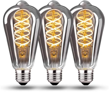 KANQIAO Edison Vintage Glühbirne E27, E27 LED Vintage Dimmbar 4W Retro LED Lampe Warmweiß Edison Glühbirne E27 Vintage Ideal für Nostalgie und Retro Beleuchtung im Haus Café Bar - 3 Stück （ST64-YHS）