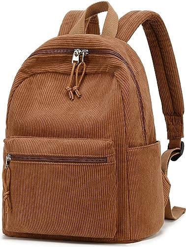 LOIDOU Damen kleiner Rucksack, Mädchen kleine Stadt Rucksack, lässige Cord Tagesrucksäcke, Mini Geldbörse für Schule, Arbeit, Reisen, Einkaufen