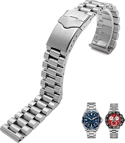 EPANO Männliches Edelstahlarmband für TAG heuer F1 Uhrenarmband 20mm 22mm Silber Armband mit Faltschließe, 20mm, Achat
