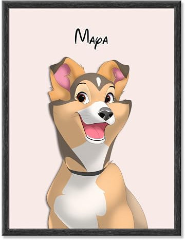 SOMEDA® Dein Haustier als Cartoon Portrait/Hund, Katze, Pferd, etc./ als Poster, Leinwand oder gerahmtes Bild/einzigartiges personalisiertes Geschenk (20x30 cm, Leinwand)