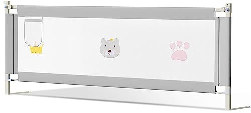 Ikodm Rausfallschutz Bett 2X 200cm und 1x 180cm Bettgitter 3 Pack für 1.8M x 2M betten Bettschutzgitter Klappbar Für Kinder Bettgitter Kinderbettgitter Gitter-Grau