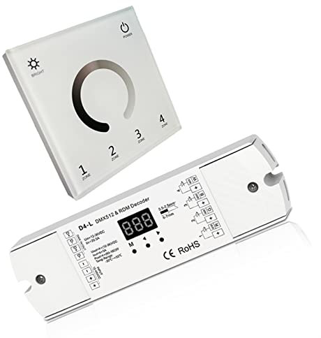HEYBB LED-Streifen-Dimmer 5A 4-Kanal DMX512 AC 110V-230V Berührungsfeldwand Dmx Master Controller-Berührbarer Dim-Schalter kompatibel for Salbe kompatibel for DECDER Dimmer schalten