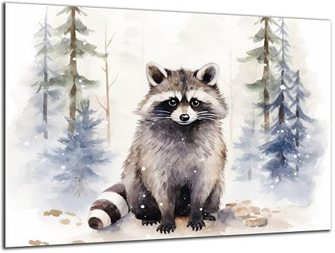 Munera Design - Bild 56x84 - süße Tiere Wasserfarben Waschbär - Wand-Bilder Kinder-Zimmer