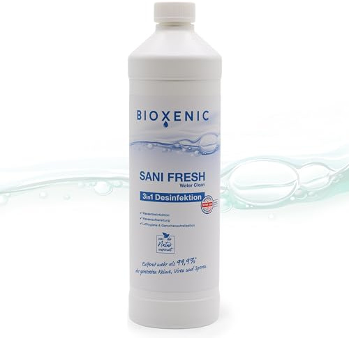 BIOXENIC - SANI FRESH | Water Clean: 3 in 1 - Wasseraufbereitung + Lufthygiene + Geruchsentfernung. Entfernt mehr als 99,9% der Keime, Bakterien, Sporen & Viren