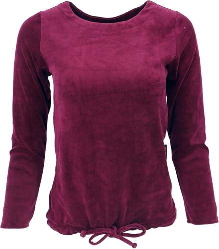 GURU SHOP Nicki, maglione in morbido velluto, maglietta a maniche lunghe, da donna, sintetico, rosso vivo, 46