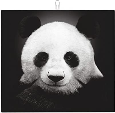 Dish Drying Mat 41x46cm, Cute Black and White Panda Drying Pad Non-Slip Drain Mat Microfiber Dish Dryer Pad, for Cup Pan, Glass Plate, Beer Glass