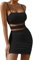 Maeau - Robe Slim Été Femme Sexy sans Manches Robes Courte Clubbing Moulante Halter Mini Robe Moulante Soirée Cocktail Bodycon - Noir - L