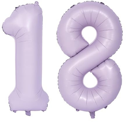 Lila Luftballon 40 Zoll Flieder Zahlenballon Groß Helles Lila Luftballon 18 Hell Lila Geburtstag Ballon lila Folienballon Zahl 18 Helium Ballon 18 Mädchen Jungen Geburtstagsdeko Jubiläum Party Deko