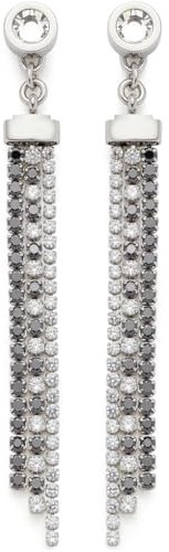 JEWELS BY LEONARDO Ohrstecker Atura, 1 Paar Steck-Creolen aus silberfarbenem Edelstahl, klarer Solitär, schwarze Zirkonia Steinchen auf drei beweglichen Strängen, Schmuck Damen Geschenk, 024317