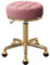 Verstellbarer drehbarer runder Rollhocker mit PU-Ledersitz und goldfarbenem Edelstahlrahmen, rosa, für Zuhause, Büro, Spa, Salon, Massagesessel