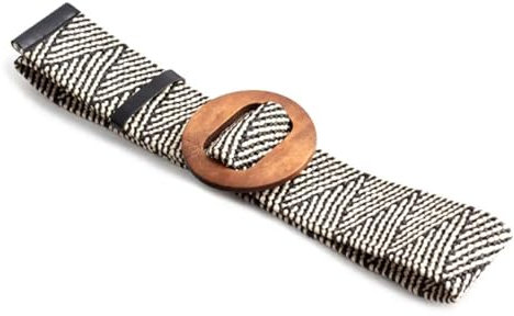 NihaoWXM Ceinture de Paille Large décontractée, Boucle élastique en Bois Ceintures Femme(4)