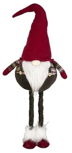 mica Living Wichtel stehend mit Teleskopbeinen - rot/braun - ca. 25 x 17 x 62-82 cm Weihnachtsdeko, Winter Dekoration