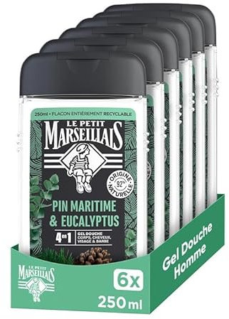 Le Petit Marseillais | Gel douche Homme Pin Maritime & Eucalyptus (lot de 6 flacons de 250 ml)